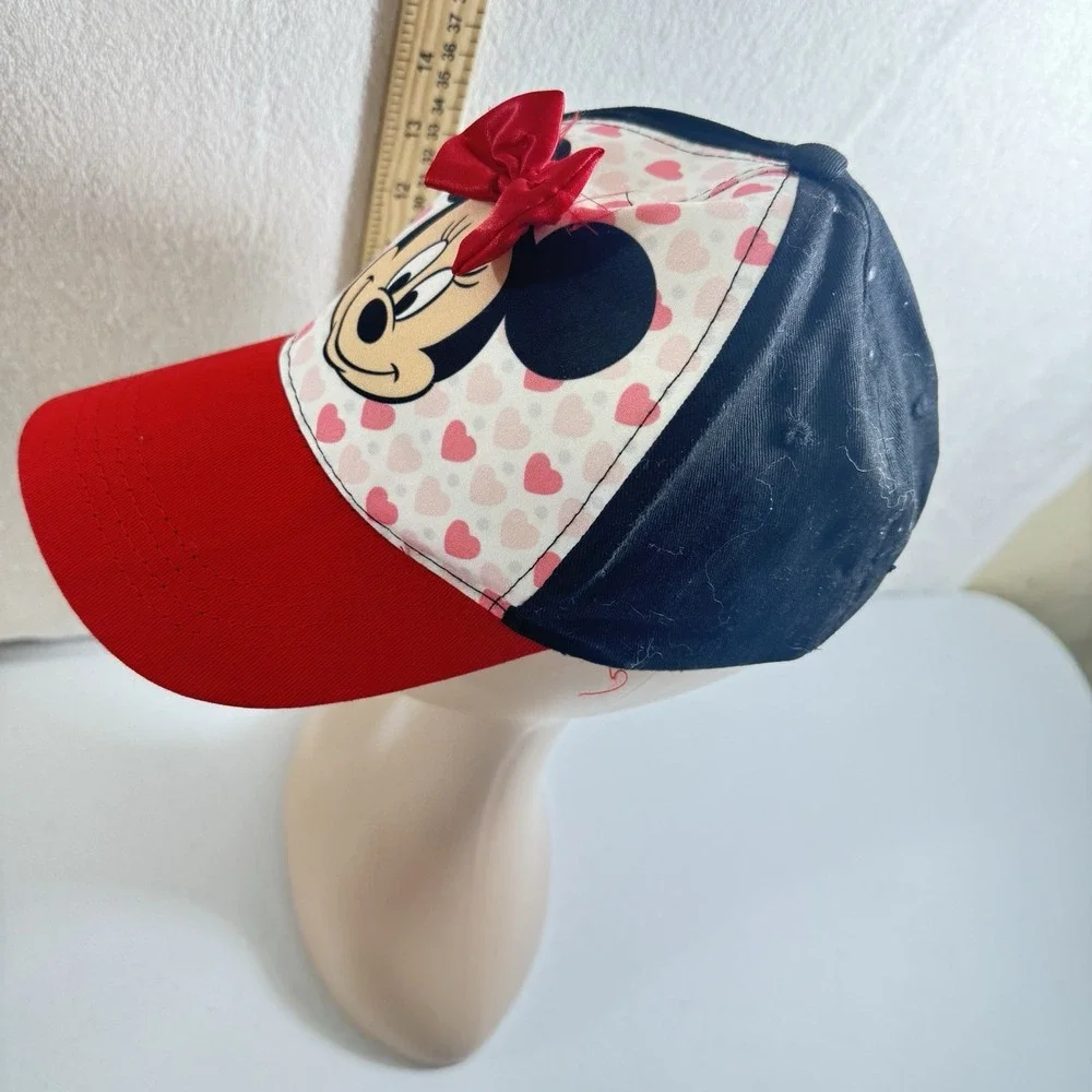 Girls Minnie Mouse Hat Baseball Style Cap Adjustable Red Bow Hearts‎ Disney Cute